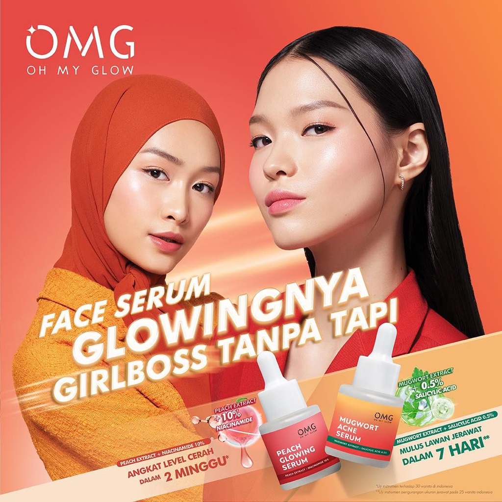 ★ BB ★ OMG Oh My Glow Mugwort Acne Serum 20 ml - Peach Glowing Serum 20ml | Serum Perawatan Kulit Berjerawat