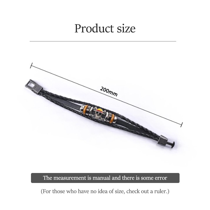 ✅ BISA COD Gelang Tangan Pria Wanita Luffy Vintage Kulit Sapi Gaya Punk Gelang Perhiasan Populer Alat Peraga Cosplay Perhiasan Simbol Tengkorak Tali Kulit Ganda Gelang Logam Gelang Aksesori Anime