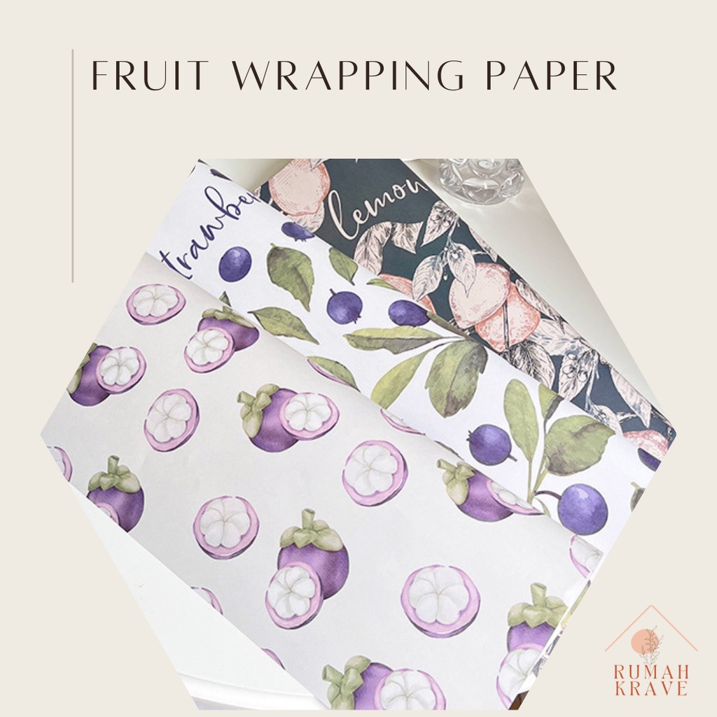 

RUMAH KRAVE - Fruit Wrapping Paper Kertas Buket Kado Bunga Motif Buah