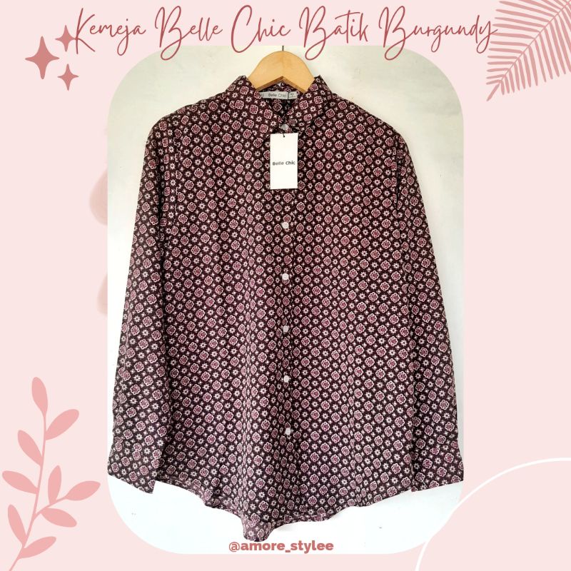 Kemeja Belle Chic Batik Burgundy