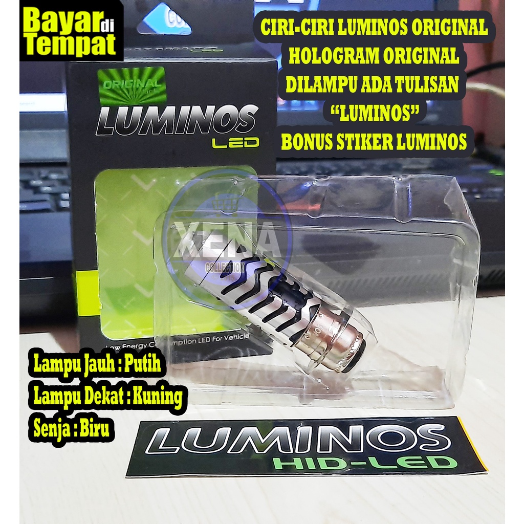 LAMPU LED DEPAN MOTOR H6 LS2 LASER HI LOW LUMINOS DC DOUBLE COLOR WHITE YELLOW + LAMPU SENJA BIRU