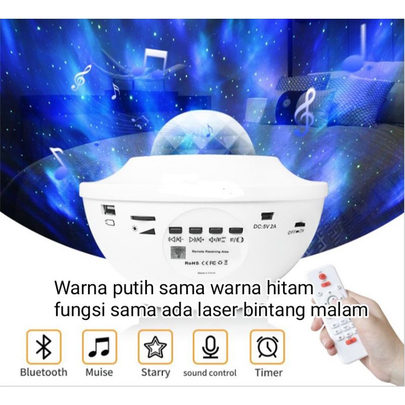 [ Pplus ] Lampu Proyektor Dengan Speaker Langit Malam Bintang 2 IN 1   Lampu Starry Projector Light Lampu Tidur/ Lampu Proyektor Galaxy / Lampu tidur anak / lampu dekorasi ruangan live / Starry proyektor  kamar aesthetic / Lampu Proyektor untuk Pesta