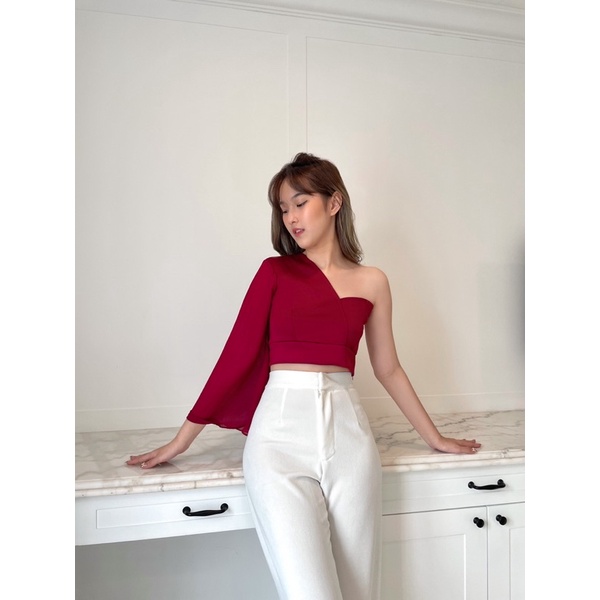 Rose One Shoulder Crop Top