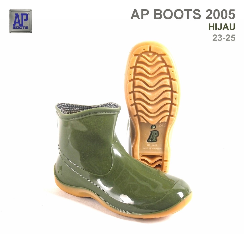 Sepatu Boot Pendek AP Boots Karet Perkebunan Persawahan Proyek AP 1 Hitam Eco 5 Hijau AP 2005 Hijau