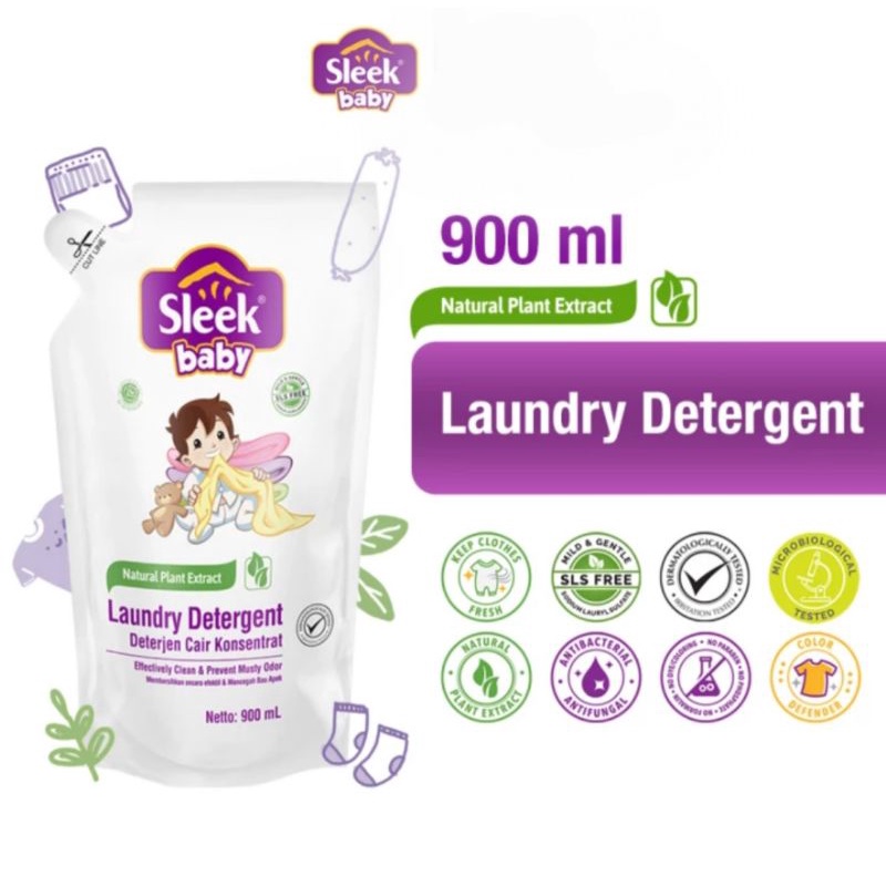 Sleek Laundry Detergent /  Deterjen Khusus Baju Bayi Sleek Baby / Sabun Cuci Bayi Baju Newborn Bayi