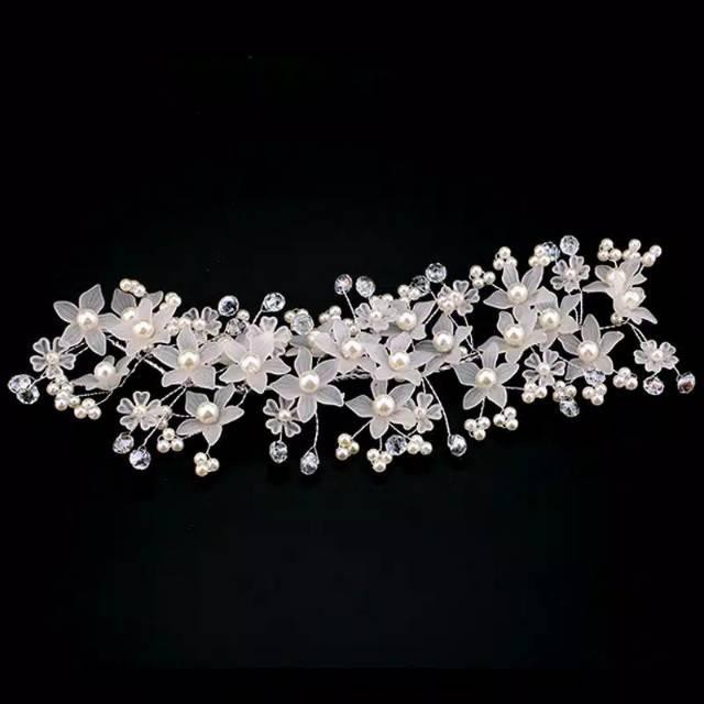 Pearl Crystal Bridal Wedding Brides Flower Wire Hair Pin Clip Headband Comb