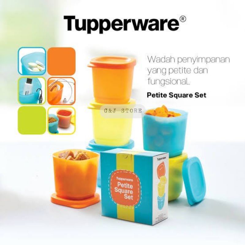 Petite square set tupperware / kotak penyimpanan mini tupperware