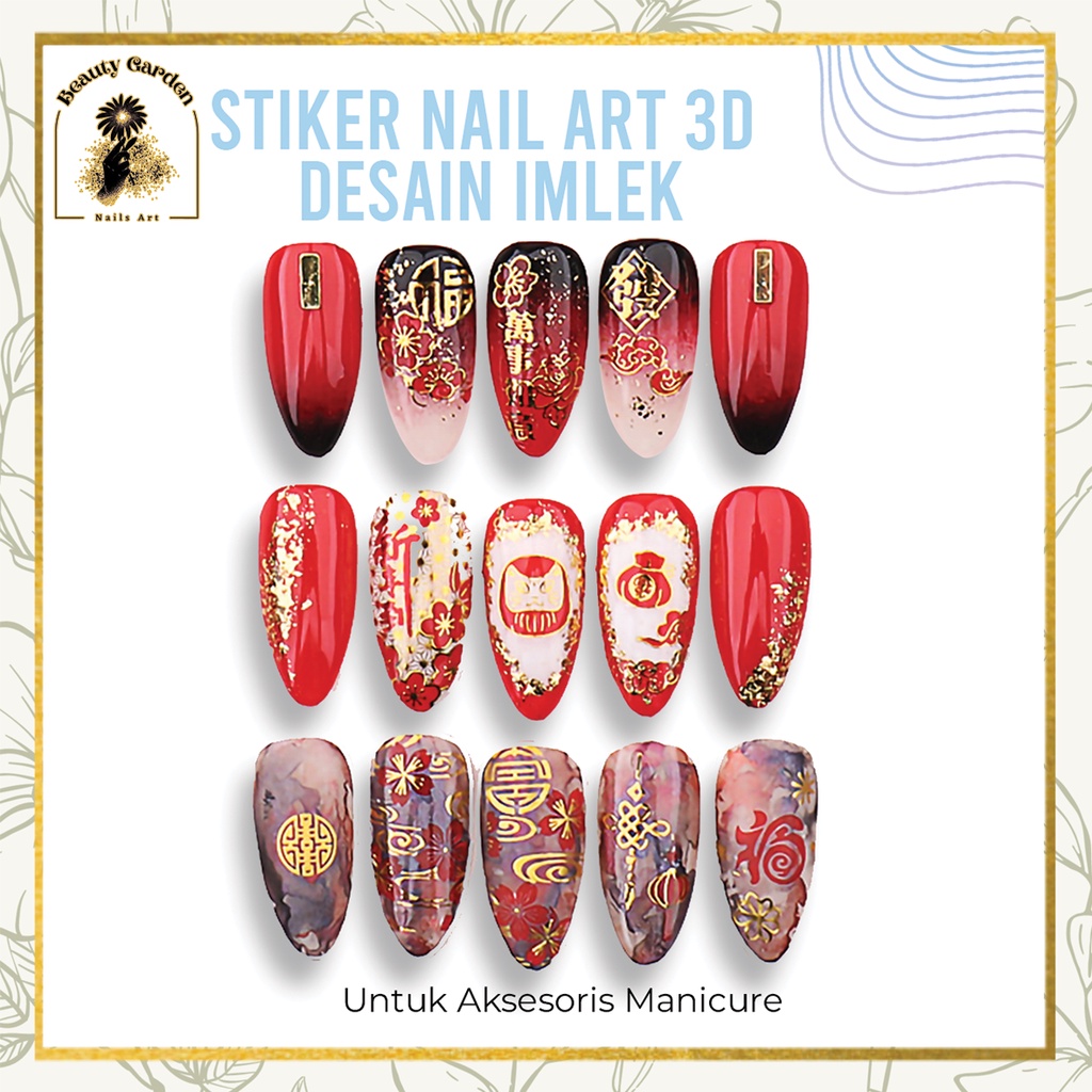 [ COD ] Stiker Nail Art 3D Desain Imlek Untuk Aksesoris Manicure/For Nail Art Decoration/Tema Imlek