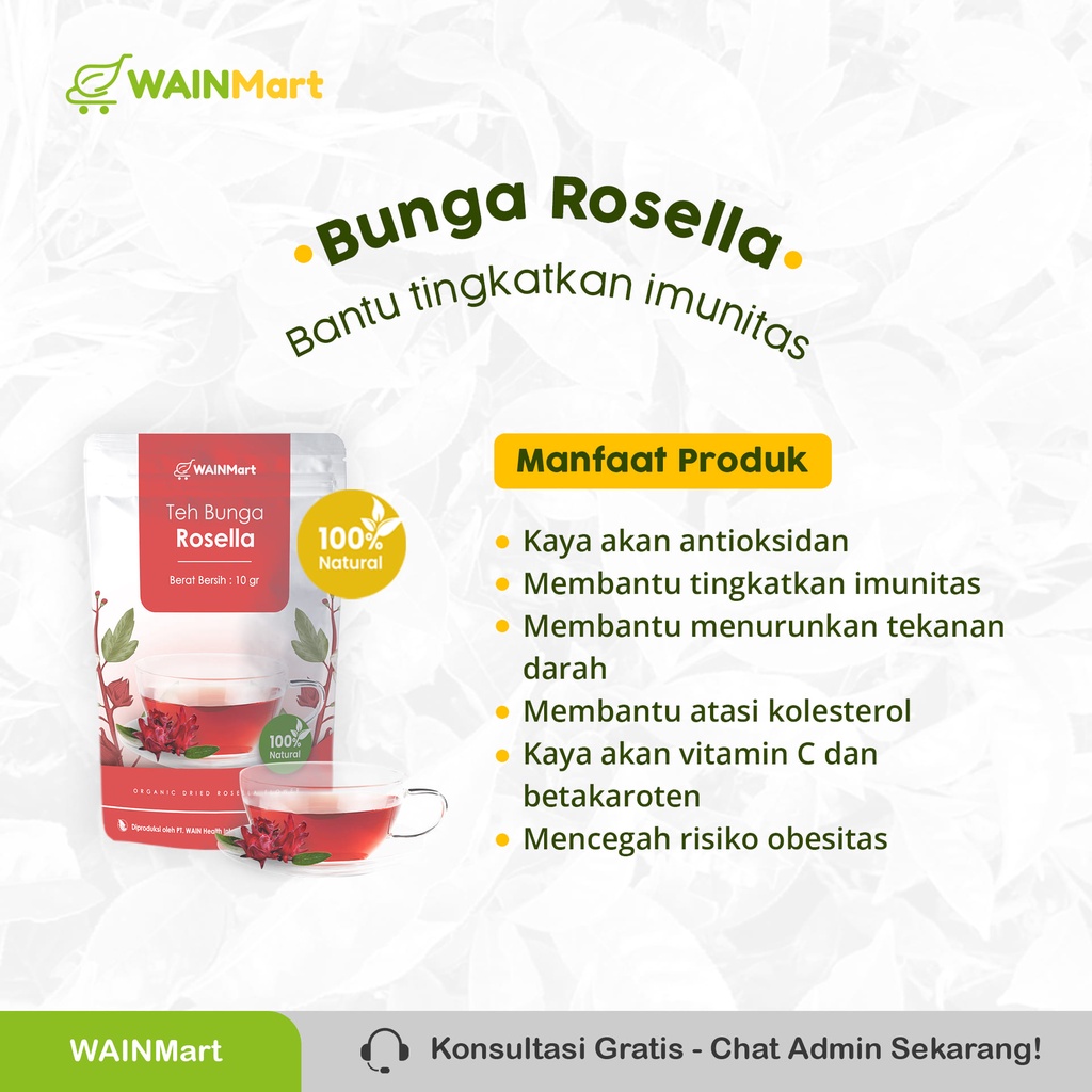 Bunga Rosella Teh Rosela Artisan Minuman Kekinian Pewarna Alami Kaya Antioksidan