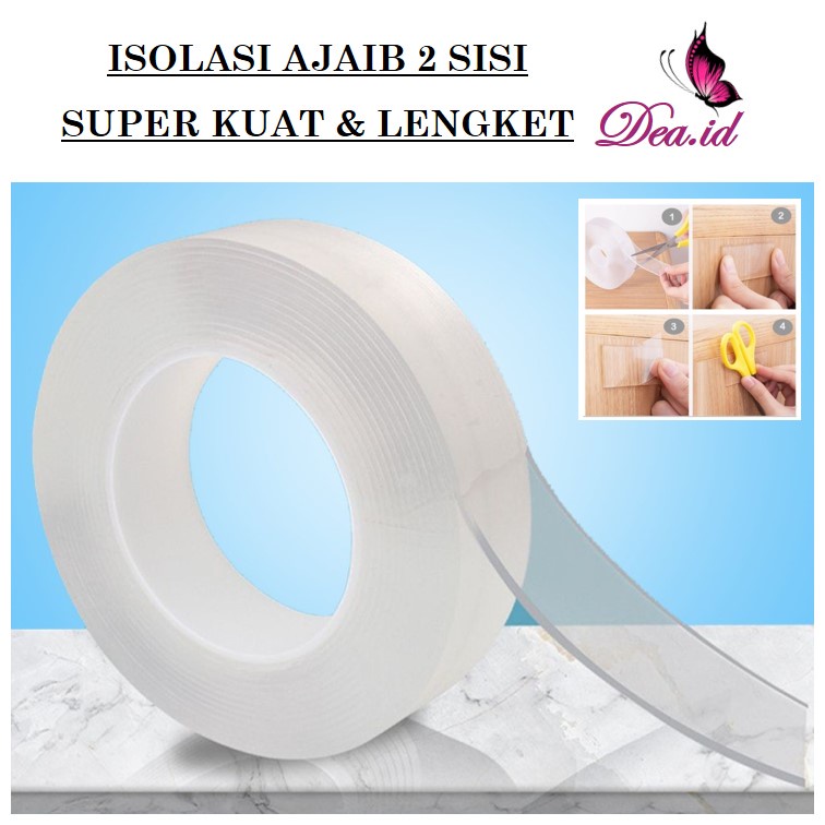 [DEASHOP] DOUBLE TAPE BENING TAHAN AIR / ISOLASI AJAIB REKAT KUAT DI  2 SISI TRANSPARAN / ISOLATIP BENING SUPER LENGKET SUPER KUAT &amp; WATERPROOF