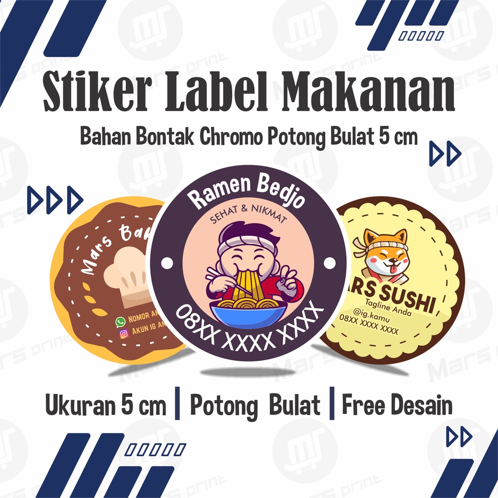 

Stiker Label Makanan Ukuran 5 cm / Label kemasan / Stiker Label kemasan / Potong bulat Bahan Bontak Chromo