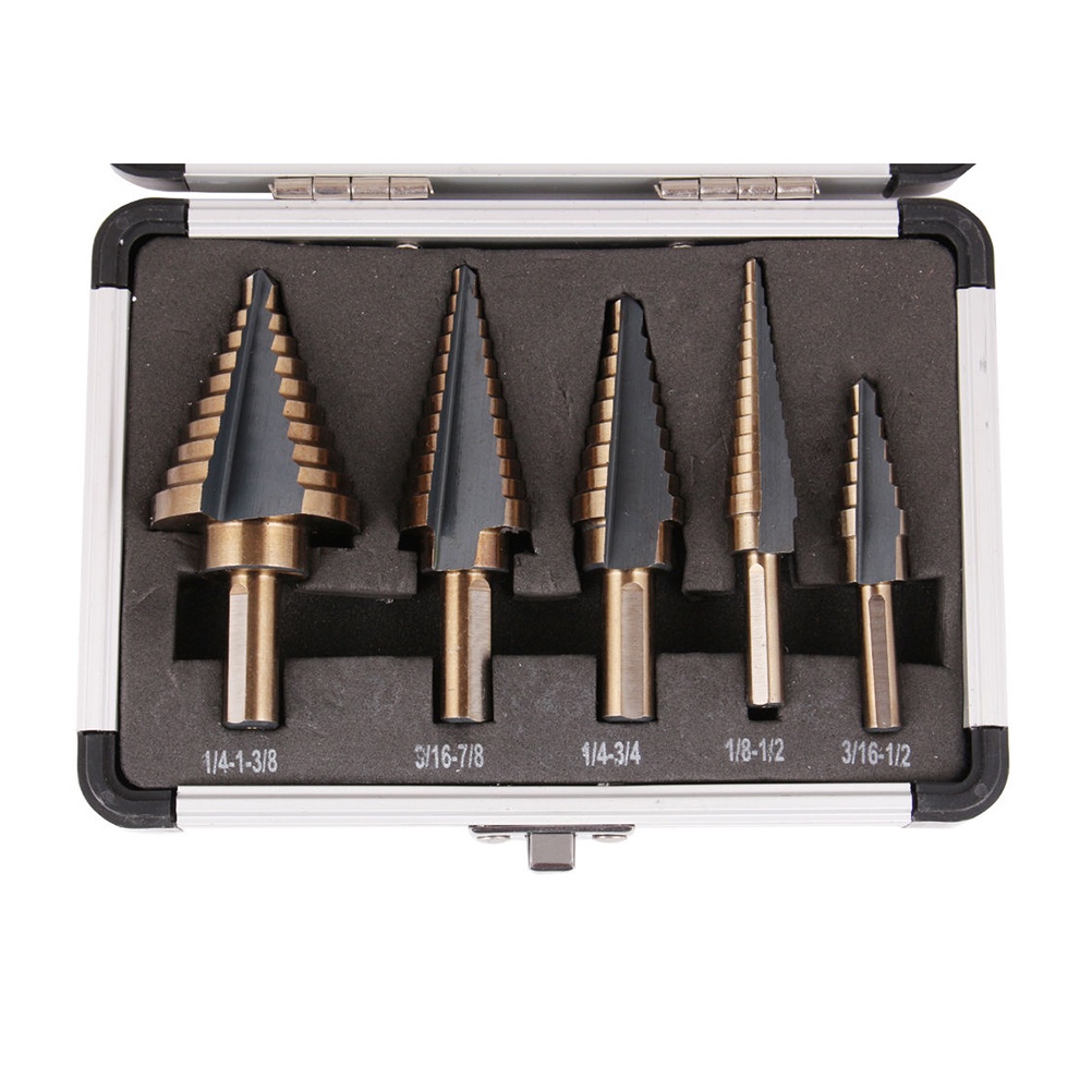 Mata Bor Pagoda Set 5pcs Box Besi Titanium HSS Mult Step Cone Drill