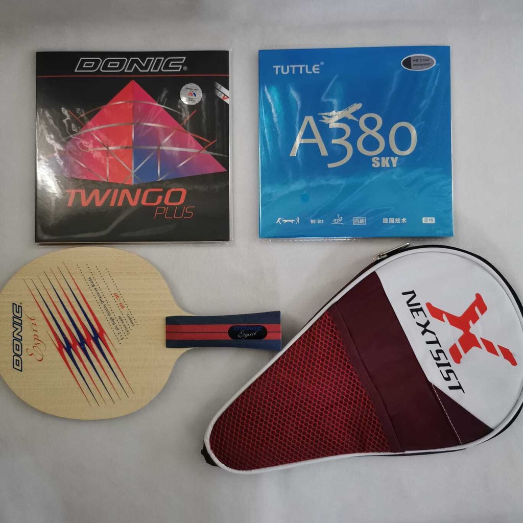 DONIC - Bat Pingpong Donic Esprit Carbon plus karet Donic set