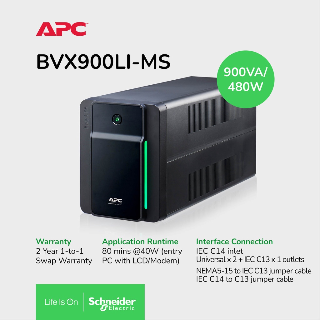 UPS APC Easy UPS BVX 900VA 480W BVX900LI-MS