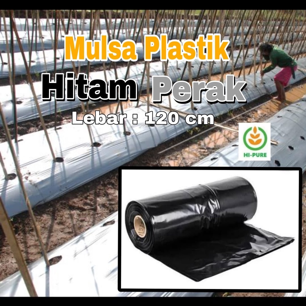 Plastik Mulsa Hitam Perak Panjang 10 Meter Penutup Tanah Bedengan