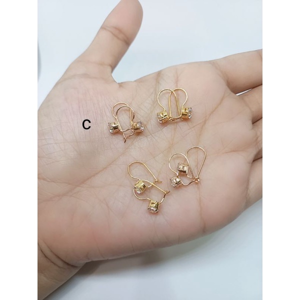 anting kait desi solitaire S925 / anting kait perak asli silver 925 lapis emas/ anting fashion wanita terbaru