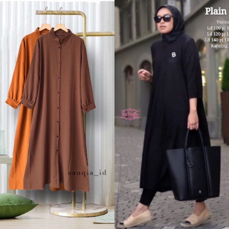 LOLITA LONG TUNIK / TUNIK POLOS WANITA BAHAN CATTON CRINKLE/KOREAN MUDI DRESS CRINKLE AIRFLOW