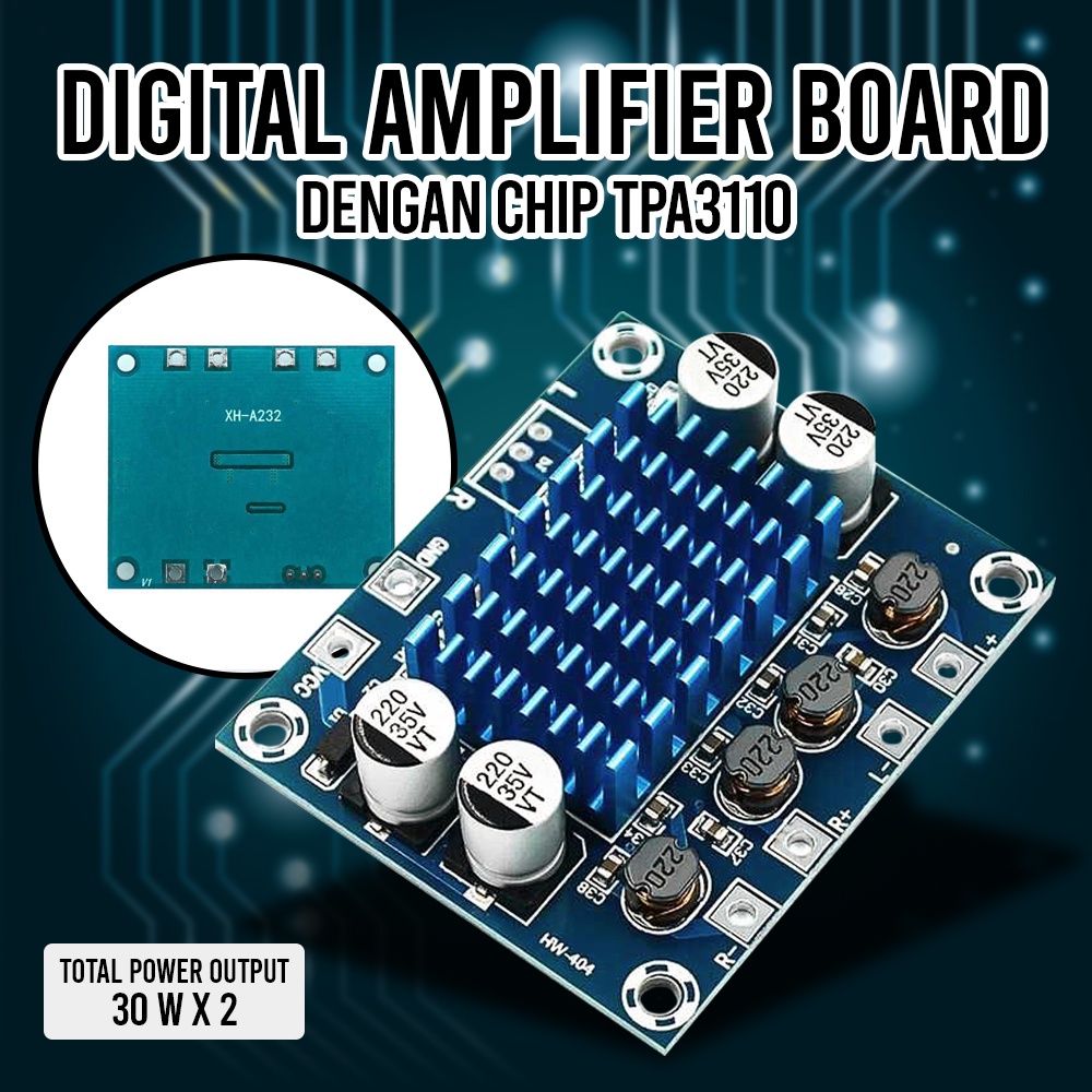 Digital Amplifier Board 30W x 2 TPA3110 - XH-A232 - 7RSK7ZBL Blue