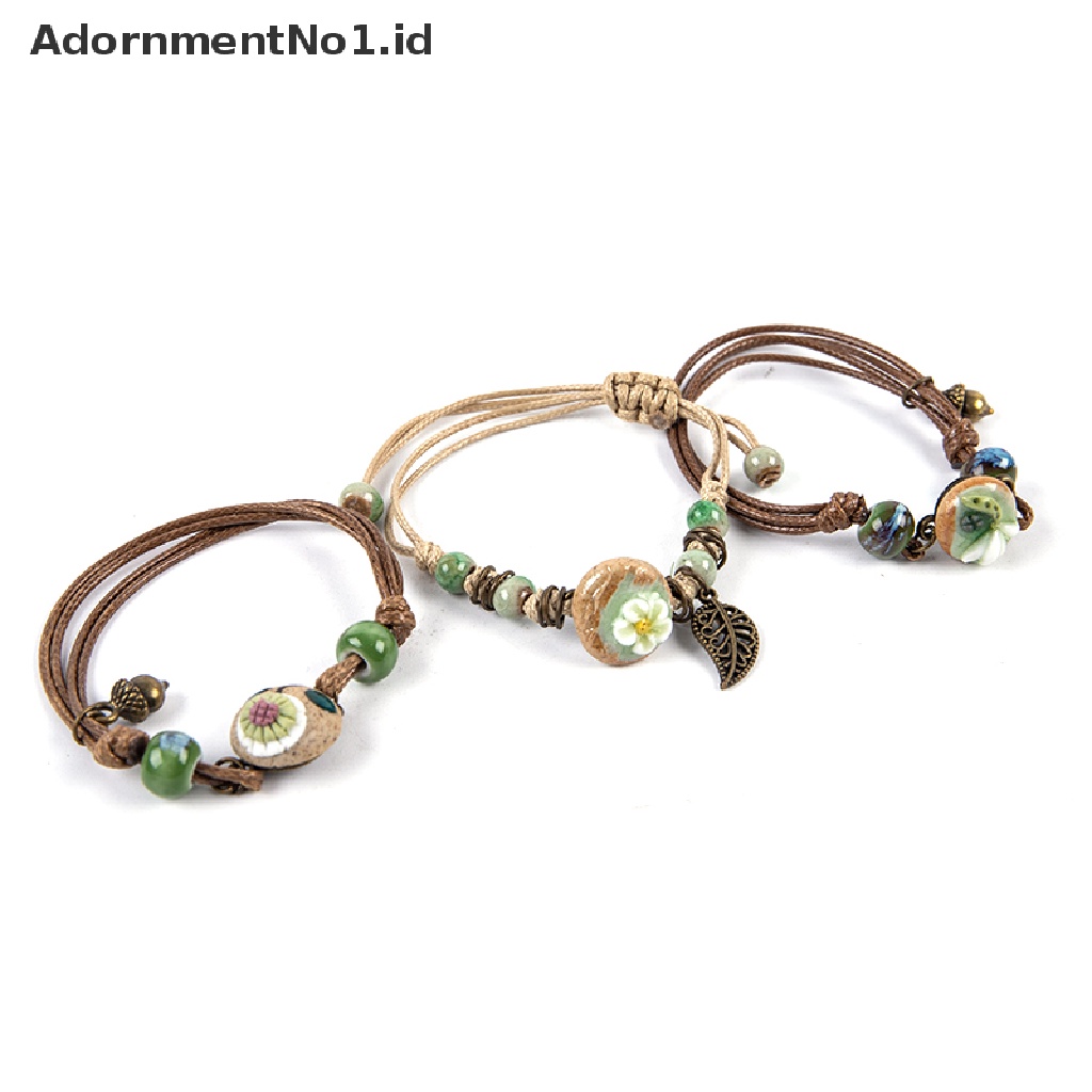 [AdornmentNo1] Seri Hutan Tembikar Liontin Tangan-kneaded Keramik Adjustable DIY Gelang Hadiah [ID]