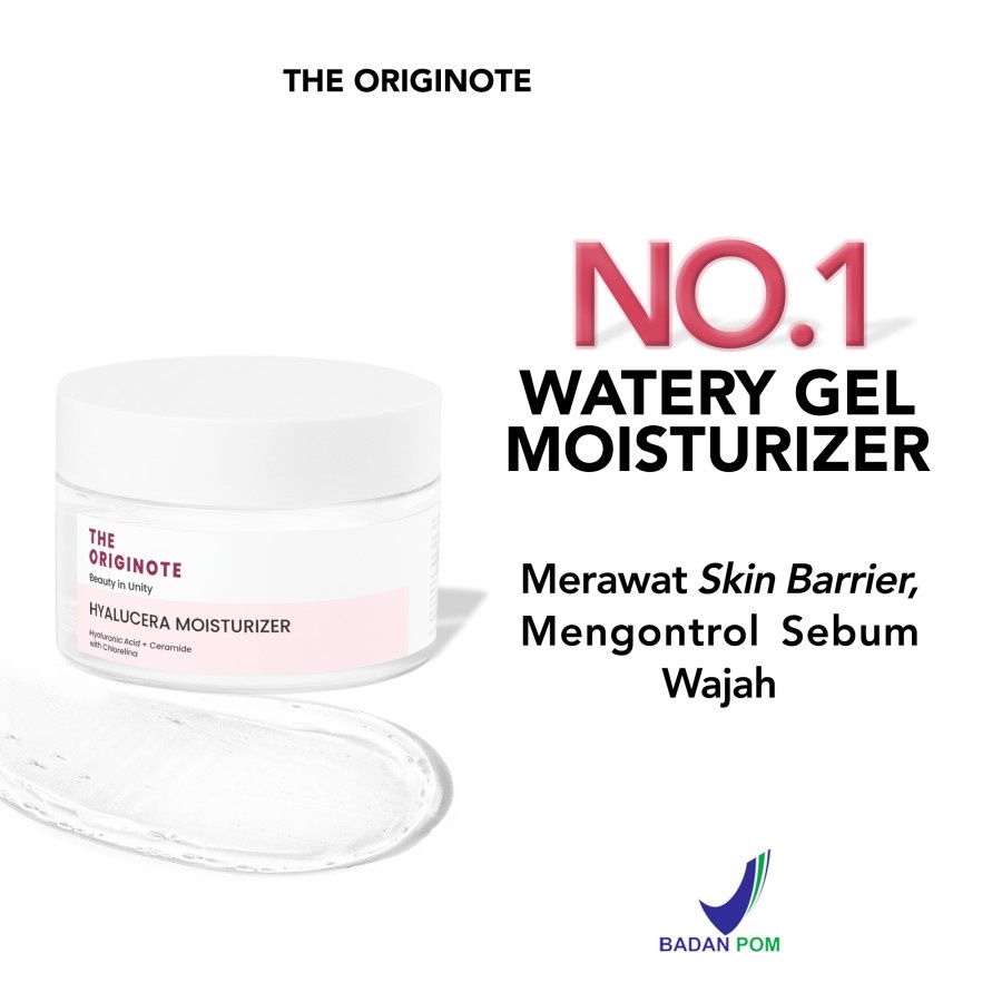 ★ BB ★ The Originote Hyalucera Moisturizer Gel 50ml - Pelembab Wajah Memperbaiki Skin Barrier dan Primer Menghidrasi Kulit Wajah with Hyaluronic Acid, Ceramide &amp; Chlorelina【BPOM】