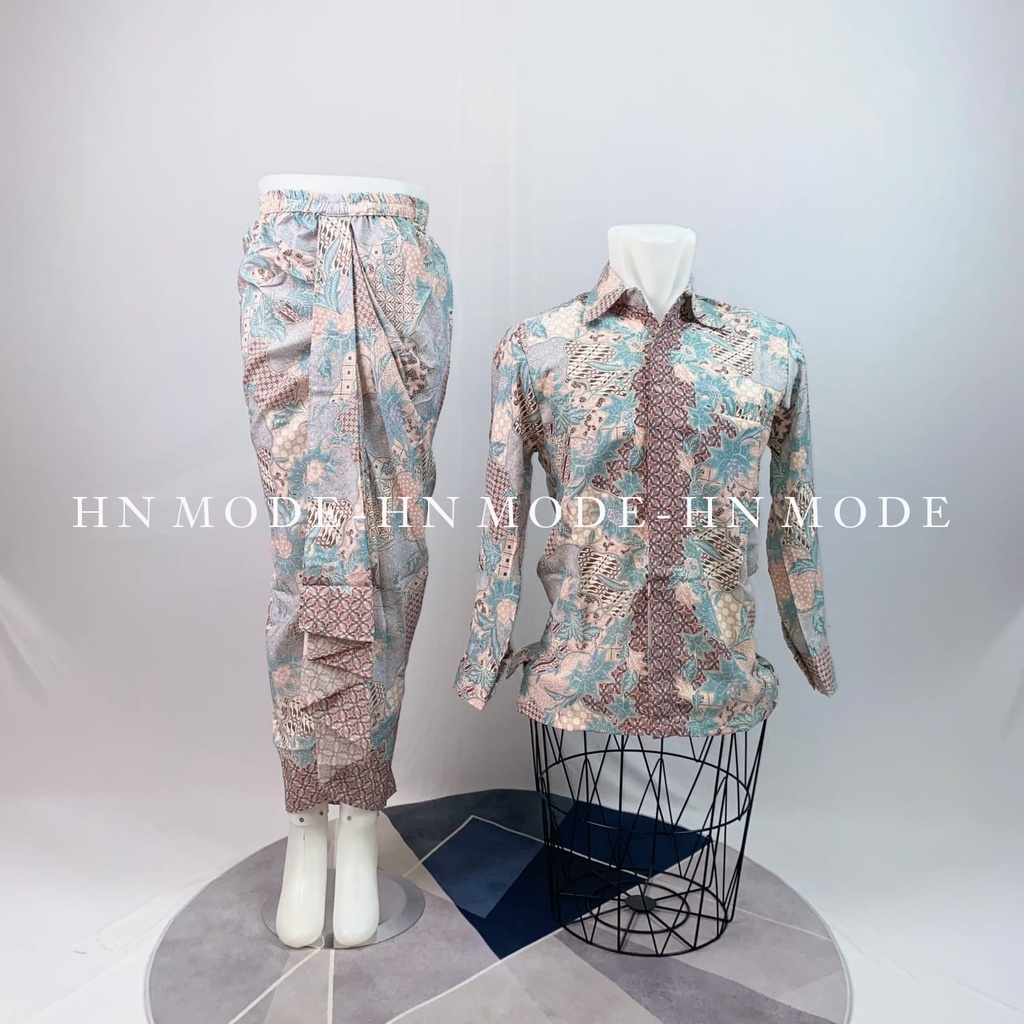 HN MODE - Couple kemeja batik panjang mix rok rempel floral volume 2