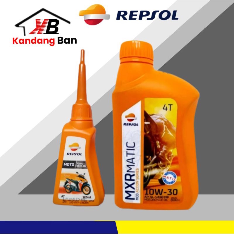 PAKET OLI MATIC REPSOL 10W-30 0.8L+ OLI GEAR REPSOL 220 ML , UNTUK SEMUA MATIC HONDA,YAMAHA,SUZUKI