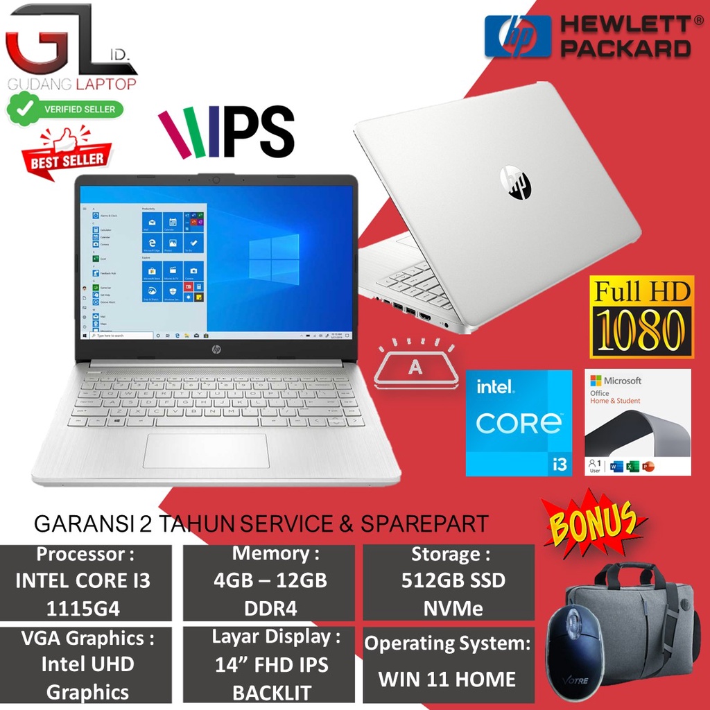 Jual Laptop Hp 14s Dq2614tu Intel I3 1115g4 4gb 512gb 14 Fhd Ips Backlit Office Home Silver 5096