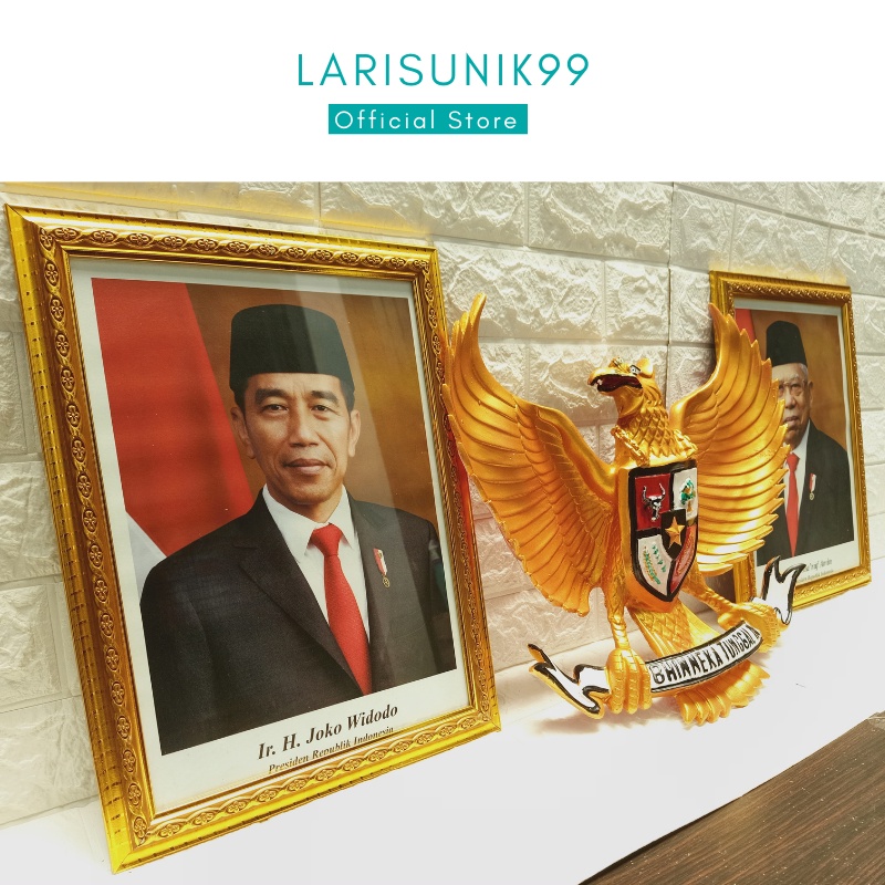 Gambar Presiden dan Wakil Lambang Patung Burung Garuda Pancasila Hiasan Dinding 3D