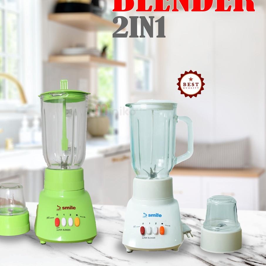 ✔ Blender National Smile 2in1 Blender Set Bumbu Daging Jus Es Berbahan Kaca - Blender national - Ble