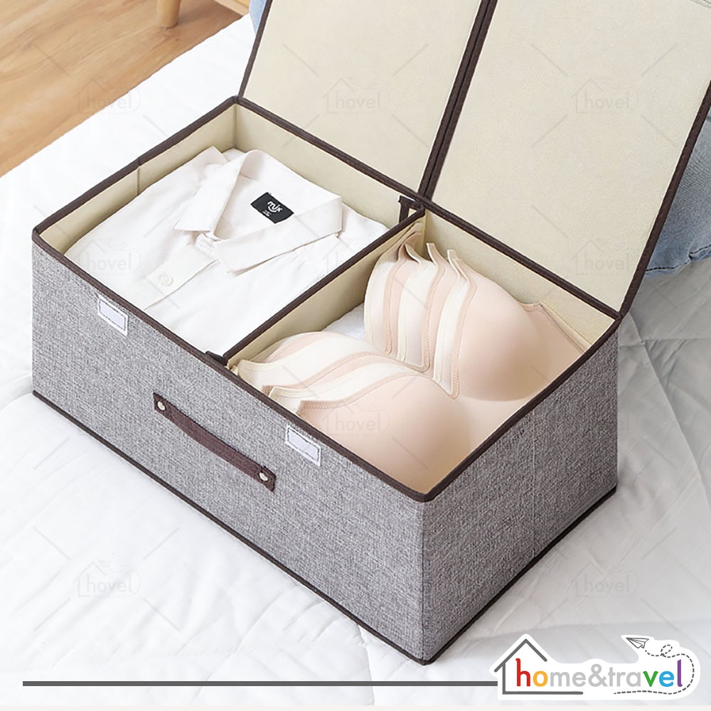 HOVELSHOP Kotak Tempat Penyimpanan Serbaguna Baju Mainan Storage Box Organizer Double Lipat Praktis