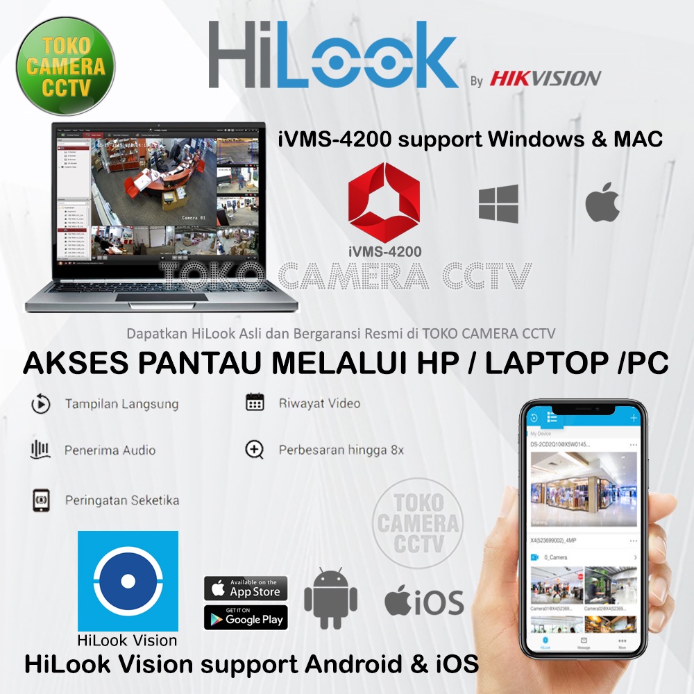 PAKET CCTV HILOOK 2MP COLORVU 16 CHANNEL 16 KAMERA