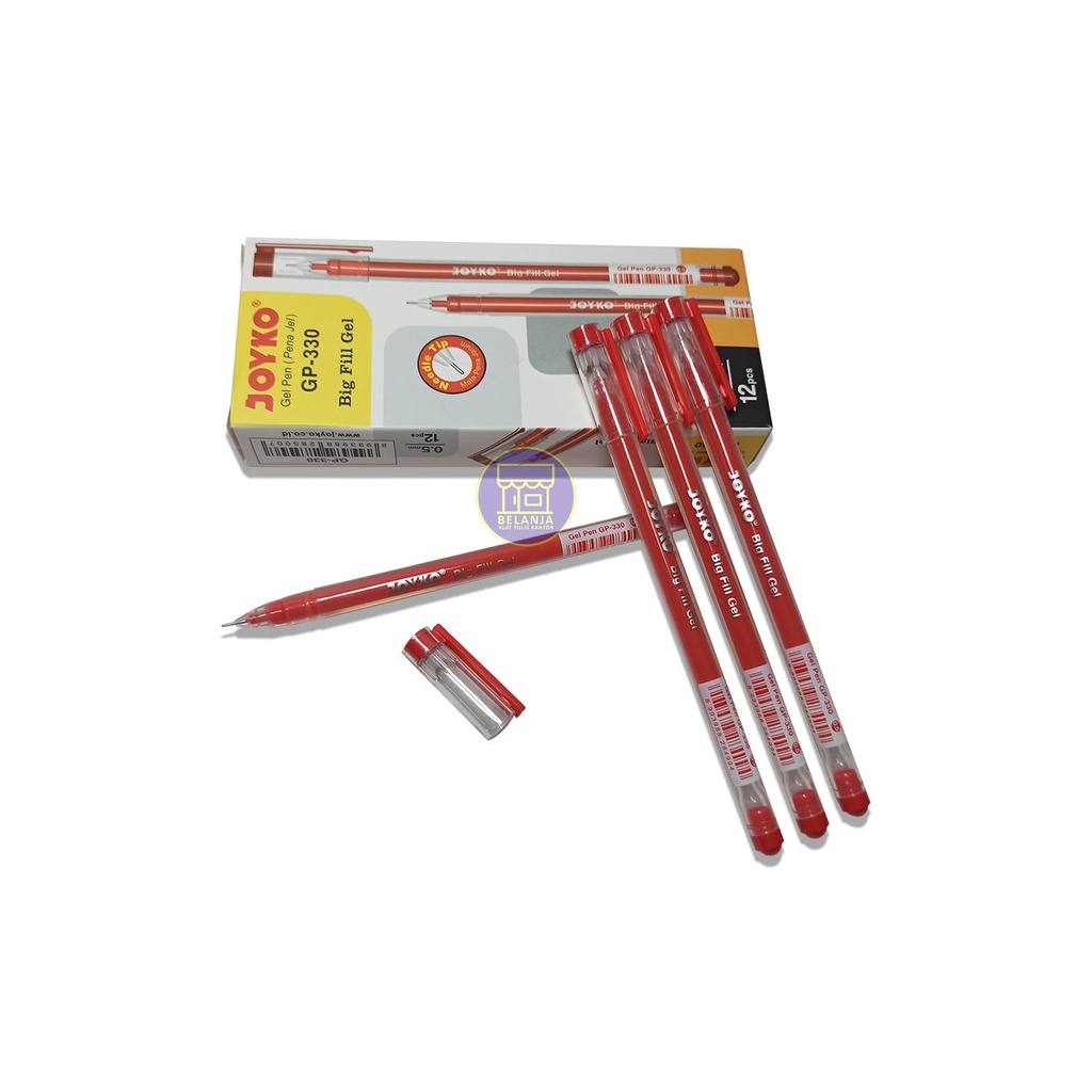 

Joyko Pulpen Gel Pen GP-330 Big Fill Gel 0.5 mm Tinta Merah Per Pcs