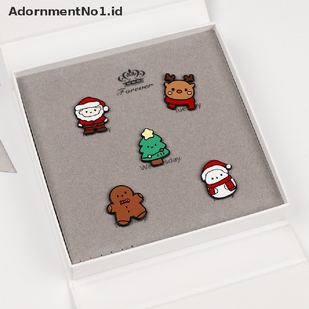 [AdornmentNo1] Kartun Santa Claus Enamel Pin Elk Pohon Pinus Snowman Beruang Boneka Alloy Bros Lencana Hadiah Natal Untuk Anak [ID]