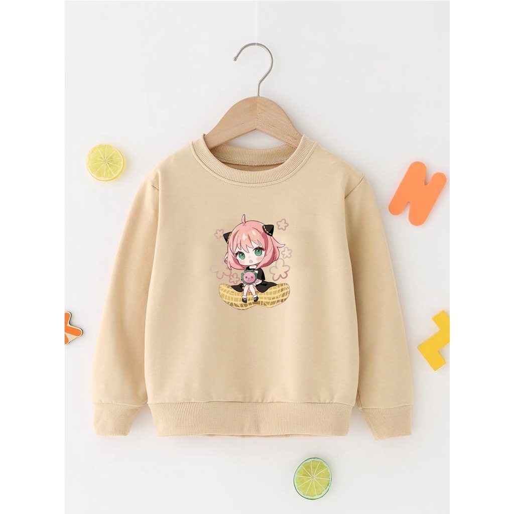 Sweater Perempuan Usia 2 - 12 Tahun Crewneck Anya X Family Switer Cewek Cowok