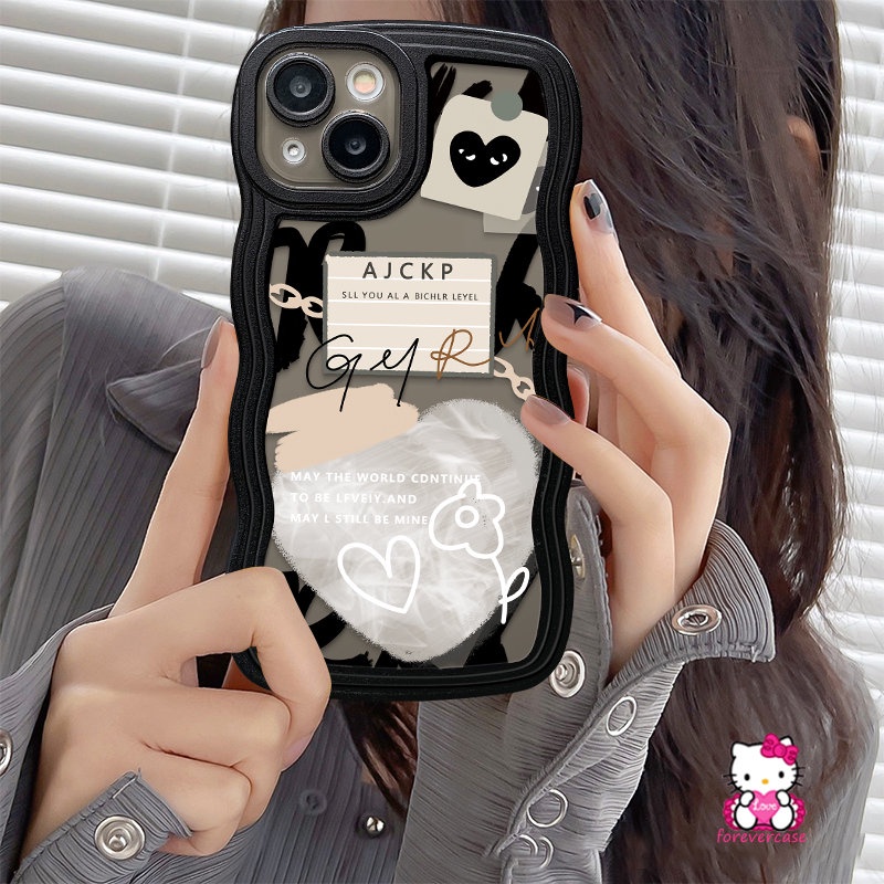 Casing Graffiti Love Heart Redmi 9T 9 10 9C NFC 9C 10C A1 10A 9A A1+PO CO M3 X3 NFC Redmi Note11 9s 9 10 10s 8 11Pro 10Pro Max Mi 11T Pro Wavy Edge Comme des Garcons Sarung Soft Case