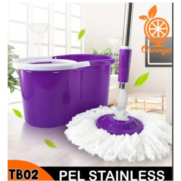 Alat Pembersih Lantai Super Praktis Spin Mop Stainless Alat Pel Lantai Super Mop Dan Ember Peras Ult