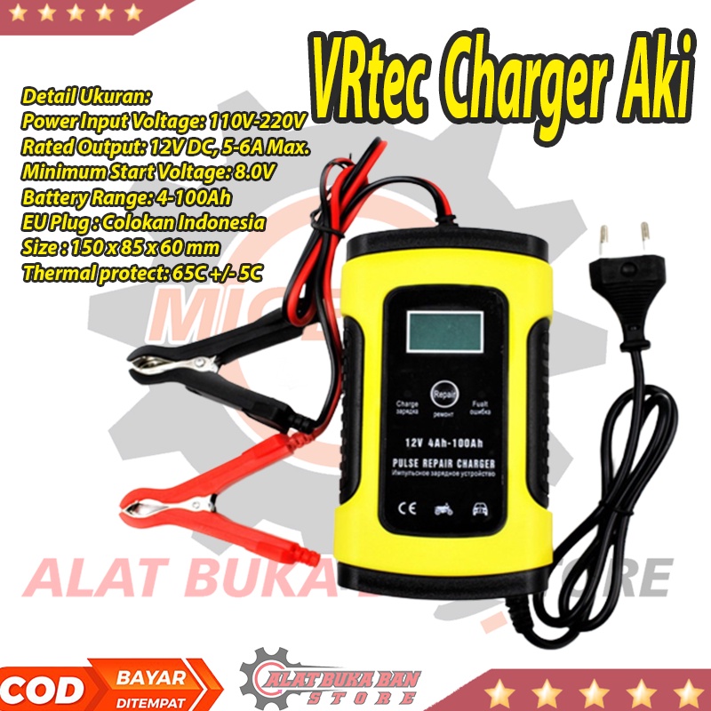 Cas Aki Mobil Motor 12V 6A Repair aki Otomatis - Charger Aki Intelligent Automatic 12V 6A