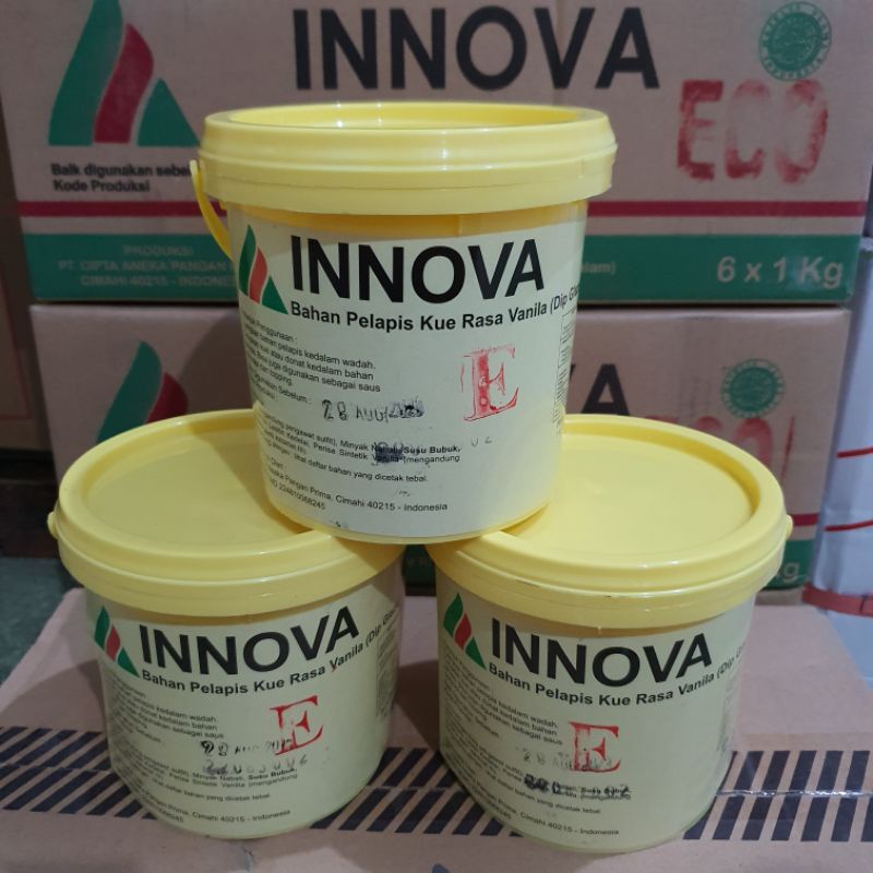 Glaze Vanila Eco Innova 1 kg VANILLA dip glaze ekonomis bahan kue Makassar COD Topping donat Chocc 1