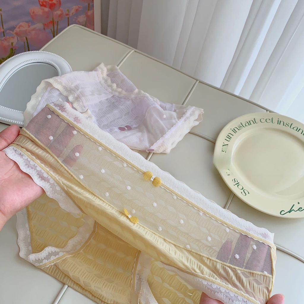 Celana dalam jala wanita siswa keinginan murni angin renda antibakteri selangkangan antibakteri gadi