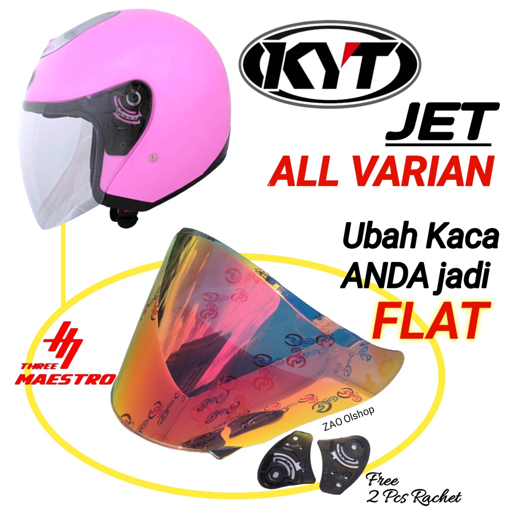 Kaca Helm KYT JET Visor Helmet FLAT venom open flat datar kyt jet allsize all varian nyaman by Three Maestro TM2