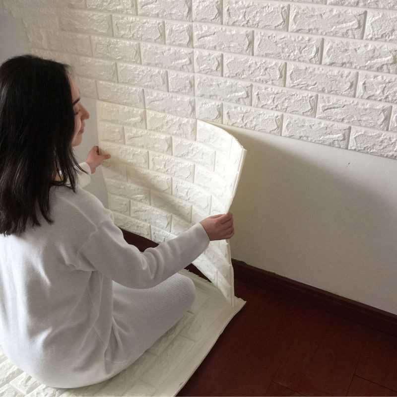 Sticker Wallpaper Dinding 3D Embosed Model Batu Bata 77x70cm - WP072