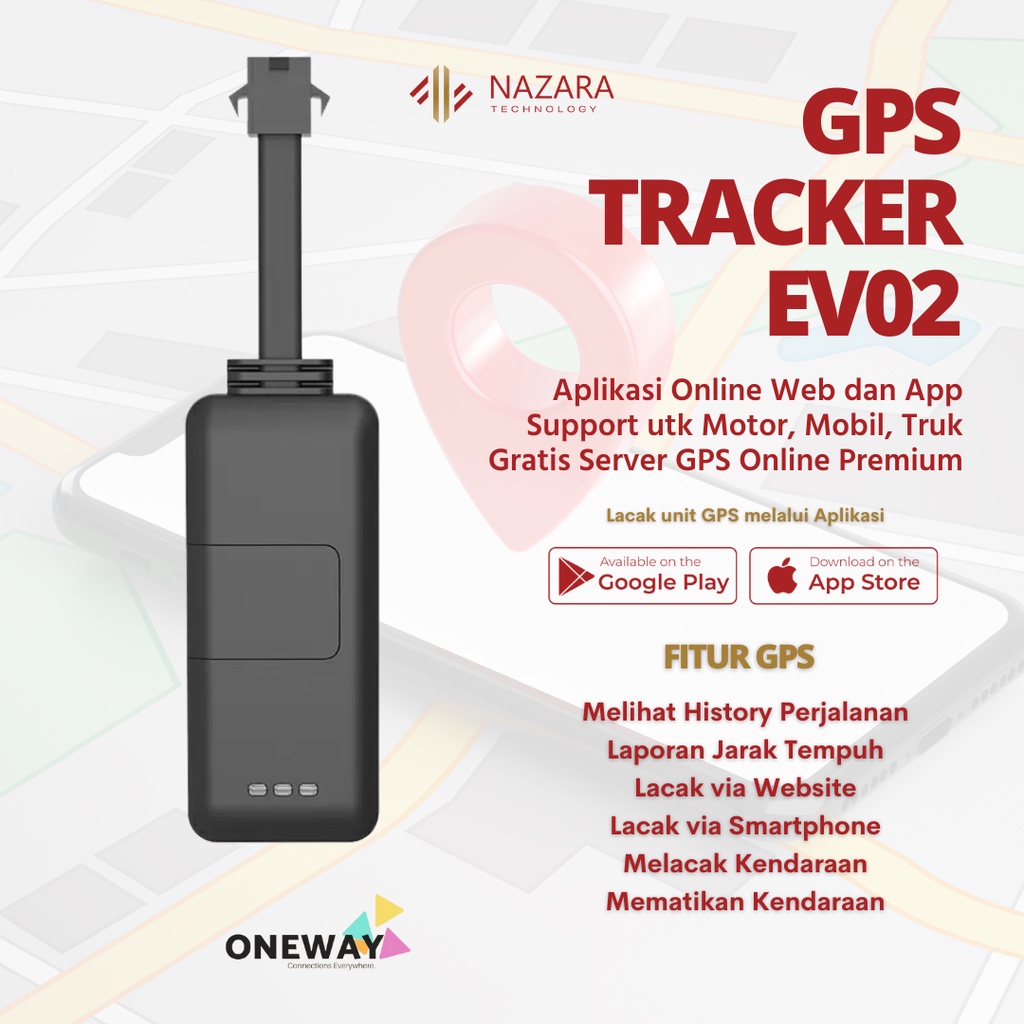 GPS Tracker Original Pelacak Motor Mobil Truk Oneway EV02