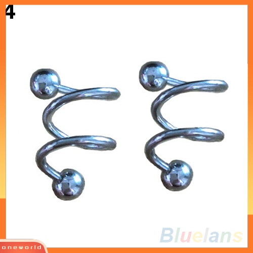 [oneworld] Punk Stainless Steel Spiral Helix Ear Stud Bibir Hidung Cincin Tindik Tulang Rawan