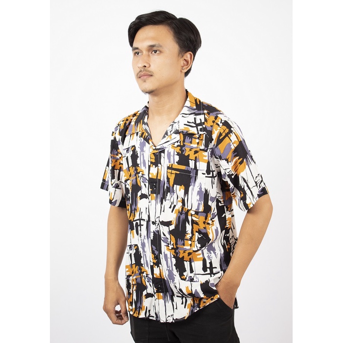 hipnop HAWAI COLOUR KEMEJA PRIA BAJU PANTAI COWO BALI REGGAE COWO PENDEK SANTAI RAYON HALUS
