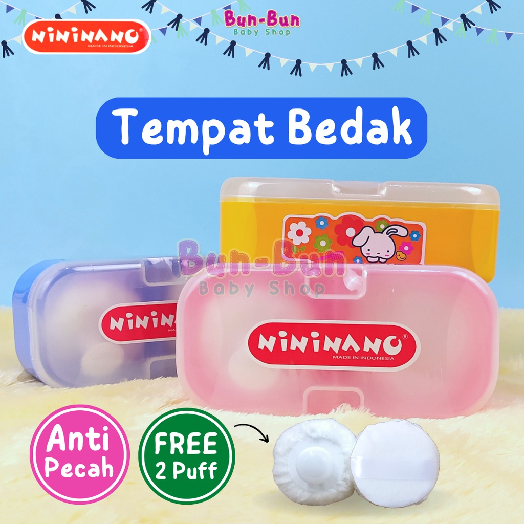 NININANO Tempat Bedak Bayi Free Puff Tepukan Rembuk Powder Case Kotak Tabur ANTI PECAH Perlengkapan Mandi Baru Lahir Peralatan Baby New Born Anak Lucu Bunbunbabyshop