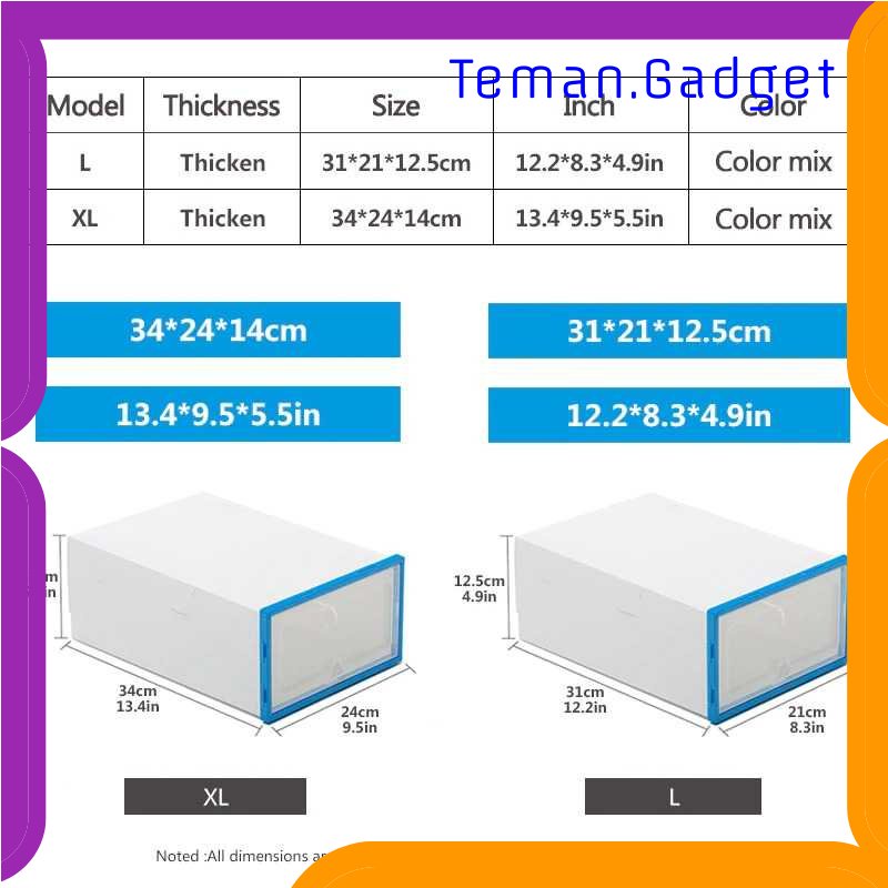 TG-RAK BNBS Kotak Susun Rak Organizer Sepatu Shoe Box 6 PCS Size L - LF010