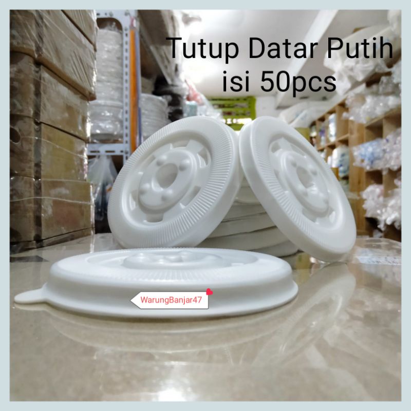 Tutup Gelas Cup Datar Putih isi 50pcs Tutup Datar Tutup Gelas Plastik Tutup Cup Datar