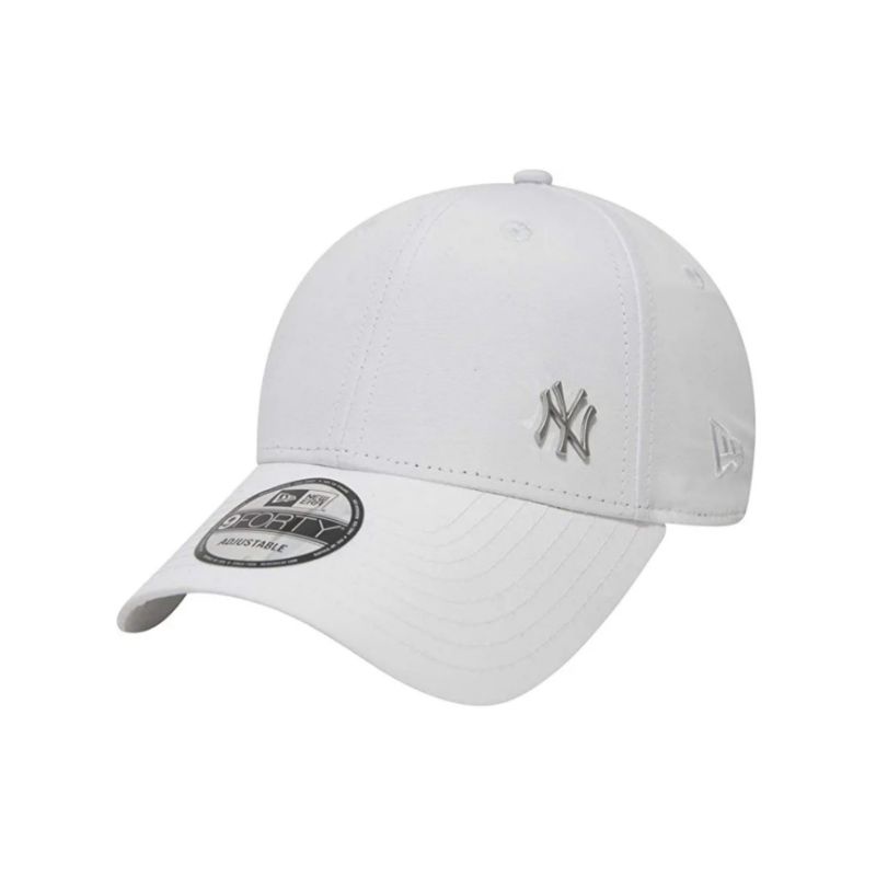 Topi New Era Cap New York Yankees Metal Logo Flawless White 9Forty Adjustable Original