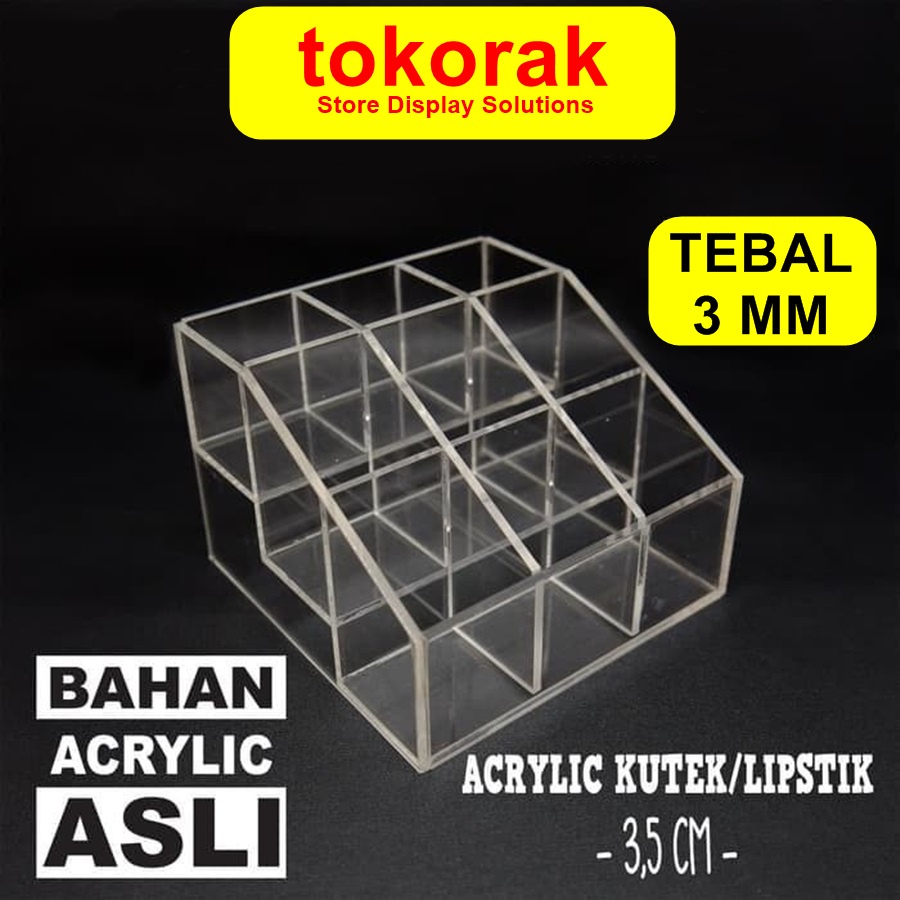 

ACRYLIC KUTEK 9 LUBANG AKRILIK ASLI MIKA TEMPAT LIPSTIK PULPEN