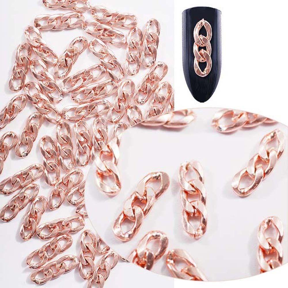 AUGUSTINA Augustina Nail Art Rantai Logam Korea Rose Gold Emas Perak Manikur Aksesoris Roller Chain Nail Art Dekorasi